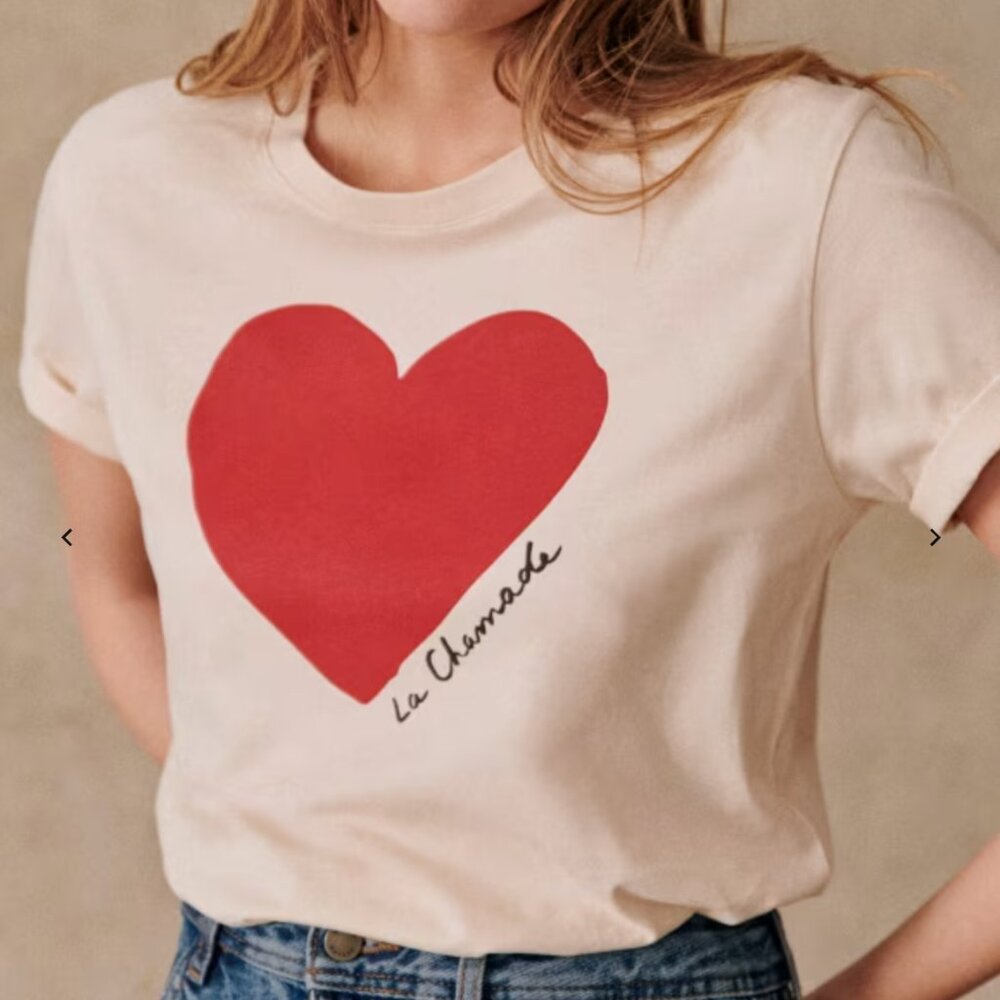 La Chamade T-Shirt | Cream/Red - Size S